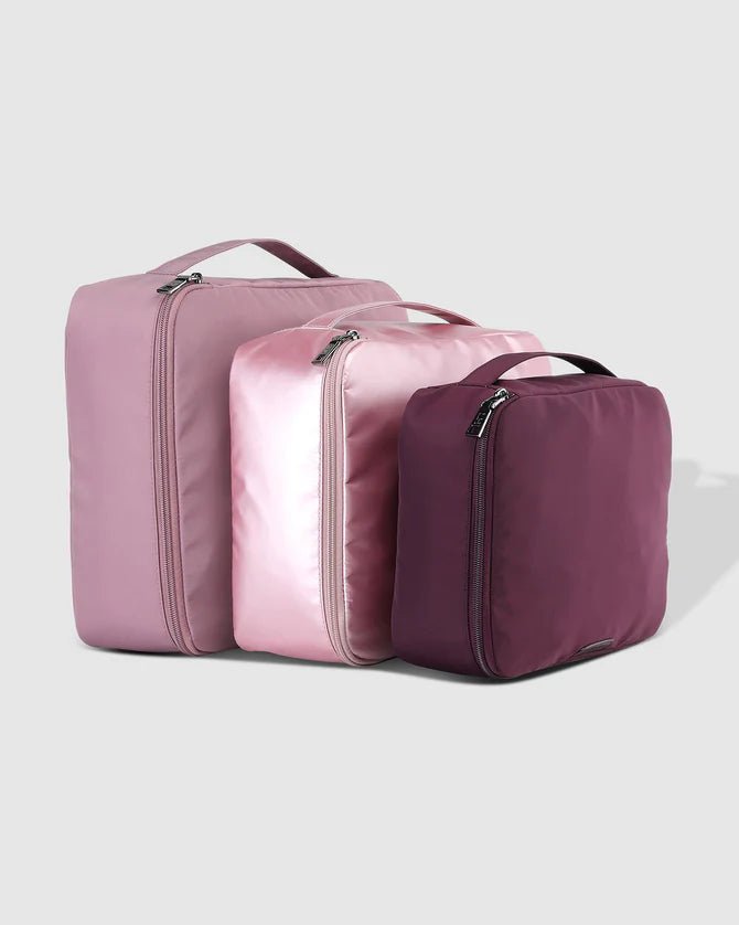LOUENHIDE_MADRAS 3 PIECE PACKING CUBE SET PINK _ MADRAS 3 PIECE PACKING CUBE SET PINK _ Ebony Boutique NZ