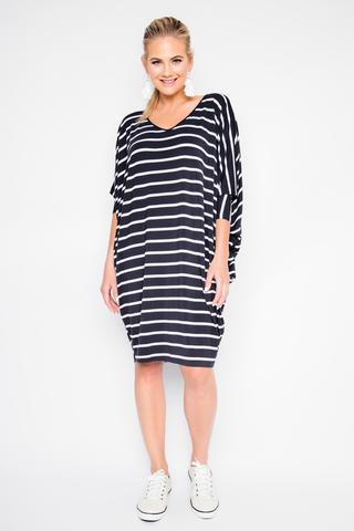 PQ COLLECTION_L/S MIRACLE DRESS STRIPE _ _ Ebony Boutique NZ