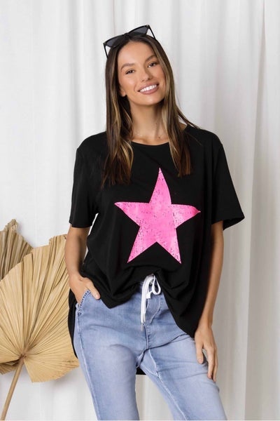 LOVE LILY_MADISON STAR BAMBOO COTTON TEE _ _ Ebony Boutique NZ