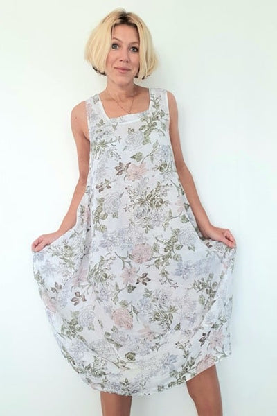 HELGA MAY_MAXI TANK DRESS MONET ROSE WHITE _ _ Ebony Boutique NZ