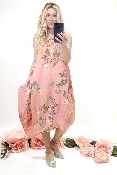 HELGA MAY_MAXI TANK DRESS PINSTRIPE ROMANTIC PEACH _ _ Ebony Boutique NZ