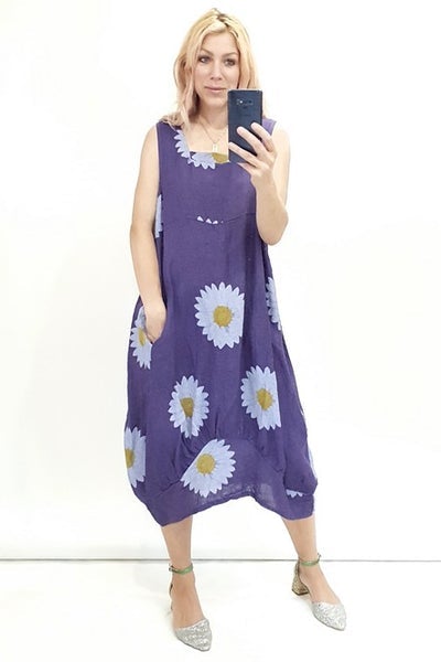 HELGA MAY_MAXI TANK DRESS ULTRA DAISY PURPLE _ _ Ebony Boutique NZ