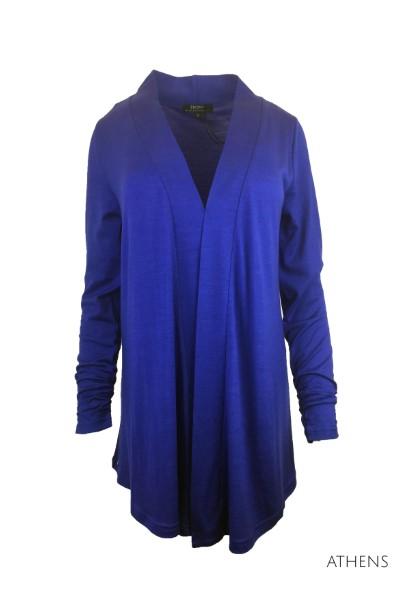 EBONY_WOMENS 100% MERINO WOOL (210) LONG SLEEVE CHIC DRAPE CARDIGAN _ _ Ebony Boutique NZ