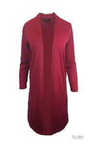 EBONY_MERINO LONGLINE CARDIGAN WITH SPLIT HEM LONG SLEEVES _ _ Ebony Boutique NZ