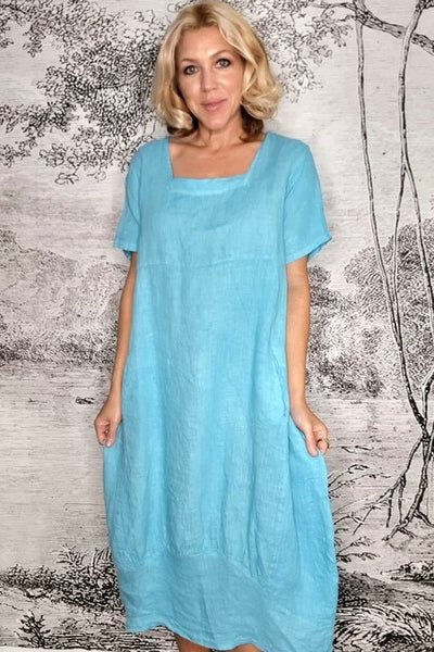 HELGA MAY_MID SLEEVE MAXI DRESS AQUA BLUE _ _ Ebony Boutique NZ