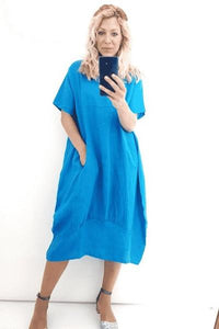 HELGA MAY_MID SLEEVE MAXI DRESS TURQUOISE PLAIN _ _ Ebony Boutique NZ