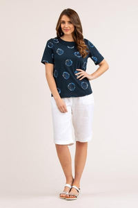 YARRA TRAIL_NAVY SWIRL PRINT TEE _ _ Ebony Boutique NZ