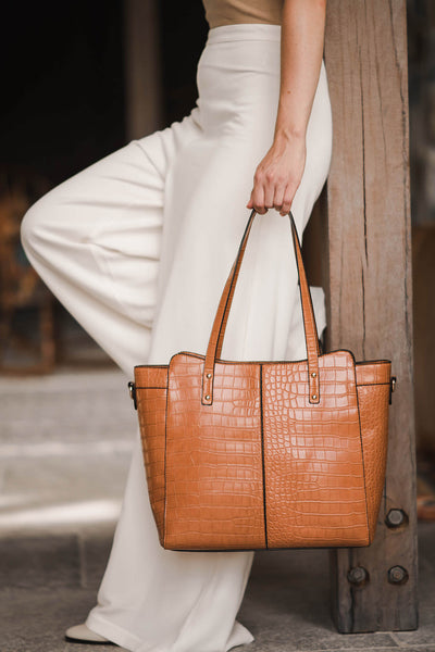 LOUENHIDE_PENFOLD LAPTOP BAG CROC COGNAC _ _ Ebony Boutique NZ