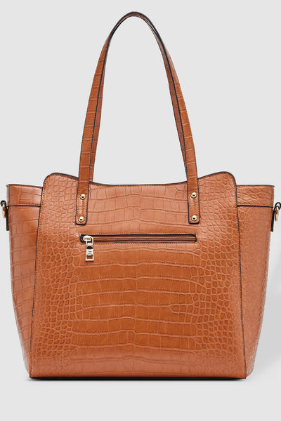 LOUENHIDE_PENFOLD LAPTOP BAG CROC COGNAC _ _ Ebony Boutique NZ