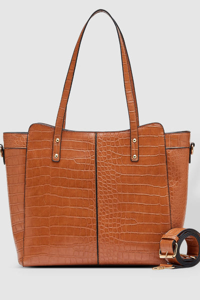 LOUENHIDE_PENFOLD LAPTOP BAG CROC COGNAC _ _ Ebony Boutique NZ