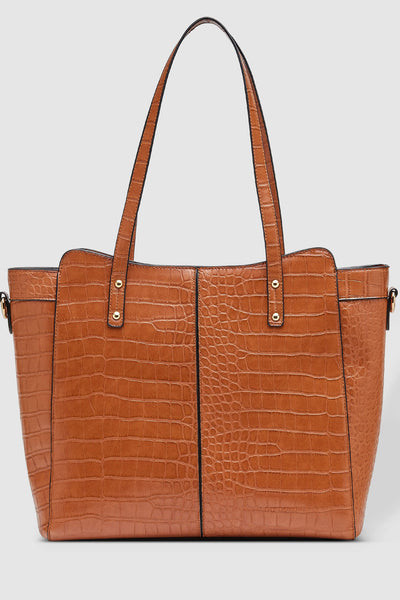 LOUENHIDE_PENFOLD LAPTOP BAG CROC COGNAC _ _ Ebony Boutique NZ