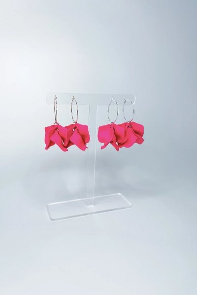 WILLOW COLLECTIVE_PEONY EARRINGS SILVER HOT PINK _ _ Ebony Boutique NZ