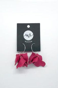 WILLOW COLLECTIVE_PEONY EARRINGS SILVER HOT PINK _ _ Ebony Boutique NZ