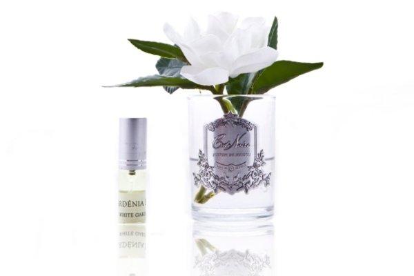 COTE NOIRE_PERFUMED NATURAL TOUCH SINGLE GARDENIA WHITE CLEAR GLASS _ _ Ebony Boutique NZ