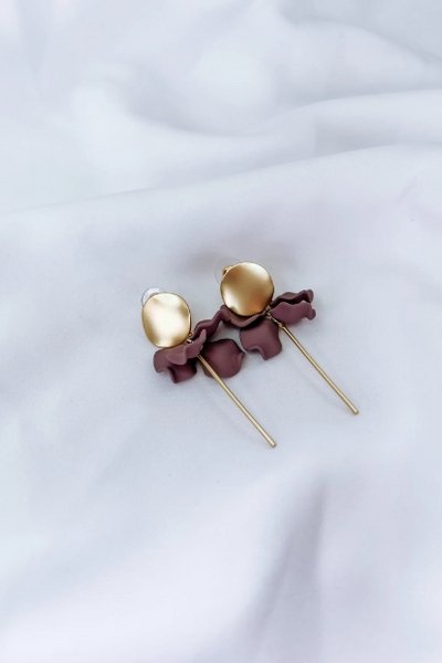 WILLOW COLLECTIVE_PETITE EARRINGS GOLD VINTAGE PLUM _ _ Ebony Boutique NZ
