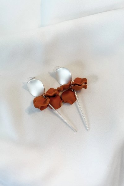 WILLOW COLLECTIVE_PETITE EARRINGS SILVER TERRACOTTA _ _ Ebony Boutique NZ