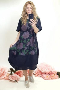 HELGA MAY_PRAGUE DRESS CHELSEA ROSE NAVY _ _ Ebony Boutique NZ