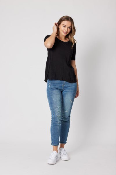 LA DISTRESSED PULL ON RIPPED JEAN – Ebony Boutique NZ
