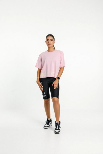 ROSE ROAD_CROPPED TEE PINK WITH ROSE ROAD LOGO _ CROPPED TEE PINK WITH ROSE ROAD LOGO _ Ebony Boutique NZ