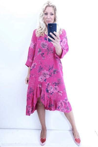 HELGA MAY_SAMBA DRESS WILDFLOWER HOT PINK _ _ Ebony Boutique NZ