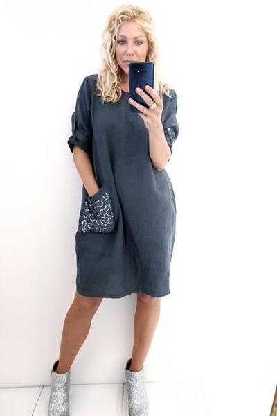 HELGA MAY_SEQUIN DETAIL DRESS CHARCOAL _ _ Ebony Boutique NZ