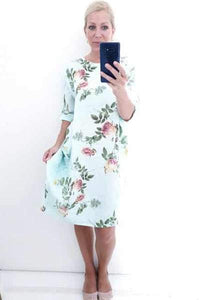 HELGA MAY_SEQUIN DETAIL DRESS LIGHT MINT PINSTRIPE _ _ Ebony Boutique NZ