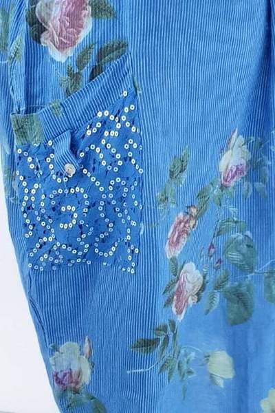 HELGA MAY_SEQUIN DETAIL DRESS PINSTRIPE COBALT _ _ Ebony Boutique NZ
