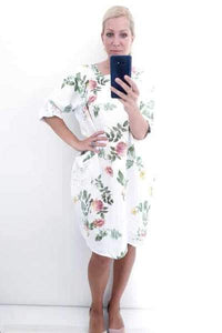 HELGA MAY_SEQUIN DETAIL DRESS PINSTRIPE WHITE _ _ Ebony Boutique NZ
