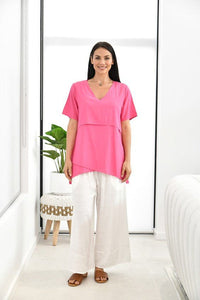 LA MODE_WIDE LEG SIDE POCKETS BEACH PANTS WHITE _ _ Ebony Boutique NZ