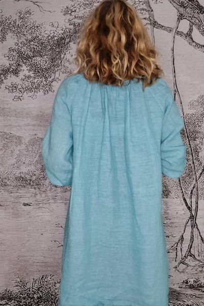 HELGA MAY_SINGOALLA POUF SLEEVE DRESS AQUA BLUE _ _ Ebony Boutique NZ