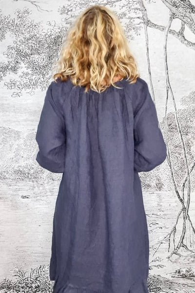 HELGA MAY_SINGOALLA POUF SLEEVE DRESS NAVY _ _ Ebony Boutique NZ