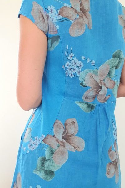 HELGA MAY_SLIM KENNEDY DRESS SAKURA TURQUOISE _ _ Ebony Boutique NZ