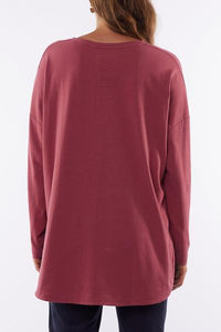 ELM_SOCIETY LONGSLEEVE TEE PLUM/DEEP ROSE _ _ Ebony Boutique NZ