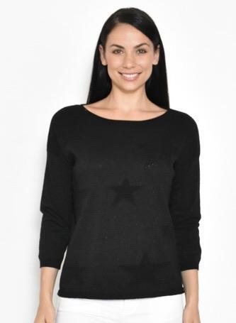 CALI & CO_STAR FRONT LOOSE KNIT JUMPER _ _ Ebony Boutique NZ