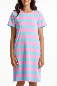 HOME-LEE_TAYLOR TEE DRESS LOLLIPOP AND SKY STRIPE WITH WHITE X _ _ Ebony Boutique NZ