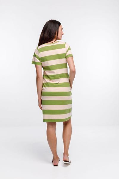 HOME-LEE_TAYLOR TEE DRESS PERIDOT STRIPE WITH PINK SCRIPT EMBROIDERY _ _ Ebony Boutique NZ