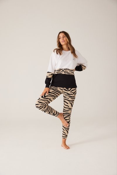 CARTEL AND WILLOW_TILLY SWEATER TAUPE ZEBRA _ _ Ebony Boutique NZ