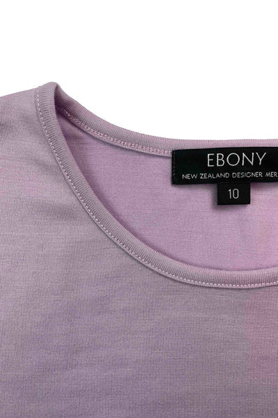 EBONY_WOMENS 100% MERINO (210) LONG SLEEVE CREW TOP LILAC _ _ Ebony Boutique NZ