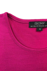 EBONY_WOMENS 100% MERINO (210) LONG SLEEVE CREW TOP RASPBERRY _ _ Ebony Boutique NZ