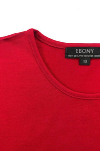 EBONY_WOMENS 100% MERINO (210) LONG SLEEVE CREW TOP RUBY _ _ Ebony Boutique NZ