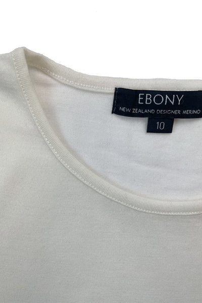 EBONY_WOMENS 100% MERINO (210) LONG SLEEVE CREW TOP IVORY _ _ Ebony Boutique NZ