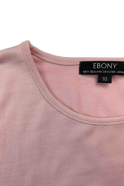 EBONY_WOMENS 100% MERINO (210) LONG SLEEVE CREW TOP BLUSH _ _ Ebony Boutique NZ