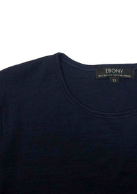 EBONY_WOMENS 100% MERINO (210) LONG SLEEVE CREW TOP NAVY _ _ Ebony Boutique NZ
