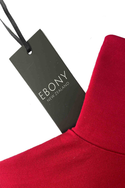 EBONY_WOMENS 100% MERINO (210) LONG SLEEVE HIGH NECK TOP RUBY _ _ Ebony Boutique NZ