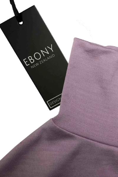 EBONY_WOMENS 100% MERINO (210) LONG SLEEVE HIGH NECK TOP LILAC _ _ Ebony Boutique NZ