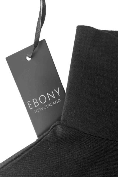 EBONY_WOMENS 100% MERINO (210) LONG SLEEVE HIGH NECK TOP BLACK _ _ Ebony Boutique NZ