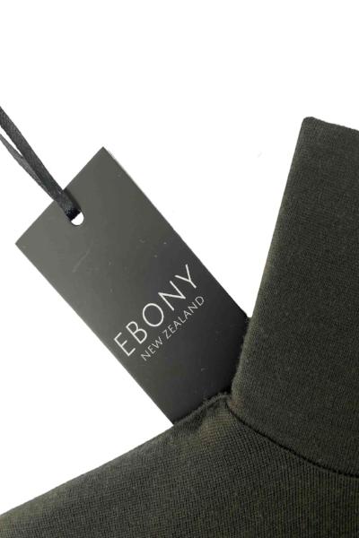 EBONY_WOMENS 100% MERINO (210) LONG SLEEVE HIGH NECK TOP OLIVE _ _ Ebony Boutique NZ