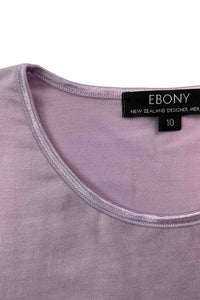 EBONY_WOMENS 100% MERINO (210) LONG SLEEVE SATIN CREW TOP LILAC _ _ Ebony Boutique NZ