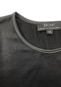 EBONY_WOMENS 100% MERINO (210) LONG SLEEVE SATIN CREW TOP BLACK _ _ Ebony Boutique NZ