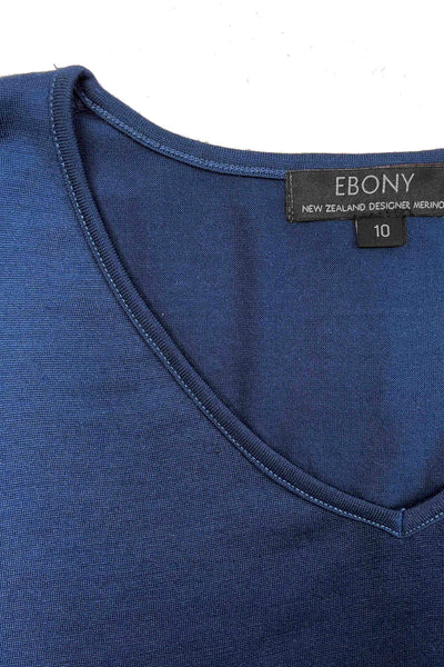 EBONY_WOMENS 100% MERINO (210) LONG SLEEVE V NECK TOP TWILIGHT _ _ Ebony Boutique NZ